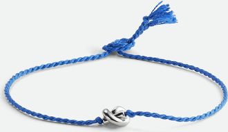 Bottega Veneta Friendship Bracelet - Blue - Unisex - L - 50% Silk & 50% Sterling Silver