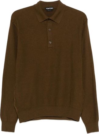 Tom Ford Poloshirt met lange mouwen - Bruin
