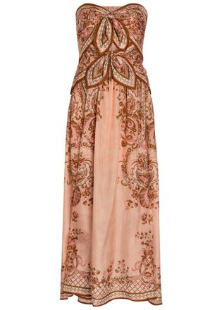 Zimmermann Aster Scarf Printed Cut-out Silk Midi Dress - Pink - 3 (UK 14 / L)