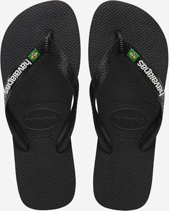 Havaianas Mens Havaianas Mens Brasil Logo Flip Flops - Black/Black - Size: 11/11.5/12