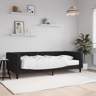 vidaXL Sof&aacute; Cama Con Colch&oacute;n Terciopelo Negro 90x200 Cm Vidaxl