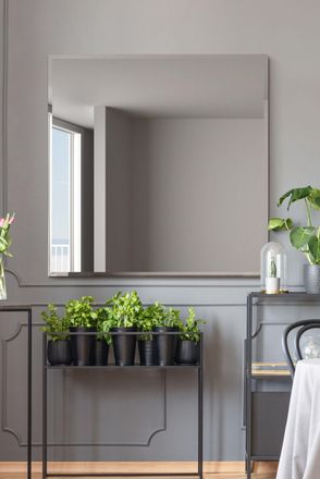 MirrorOutlet All Glass Modern Bevelled Square Wall Mirror 39 X 39 (100x100CM) in Silver | Size: 1 Pack
