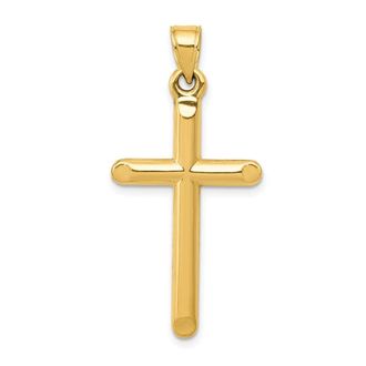 Diamond2Deal 14k Yellow Gold 3-D Hollow Cross Pendant