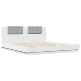 Berkfield Home Durable Bed Frame with LED without Mattress White 180x200 cm Supe | Size: Super King