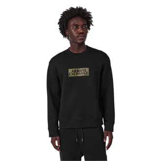 A|X Armani Exchange Heren Sweatshirt met Ronde Hals en Logo (Zwart/Goud)