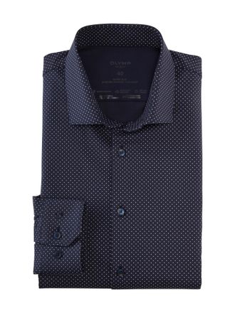 Olymp Businesshemd OLYMP No. Six 24/Seven super slim, Herren, Gr. 36, N-Gr, blau (marine), Web, Obermaterial: 64% Baumwolle, 27% Polyester, 9% Elasthan, k&ouml;r