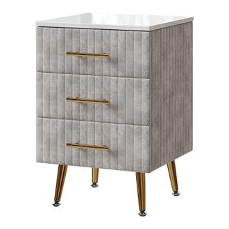 Vicco Mesilla De Noche Velia, Gris, 41 X 62 Cm Con 3 Cajones