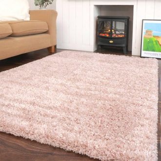 Kukoon Blush Pink Super Soft Shaggy Rug in Baby Pink | Size: 240 cm x 330 cm