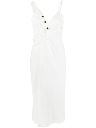 Sandro asymmetric midi dress - women - Polyester/Polyester - 38 - White