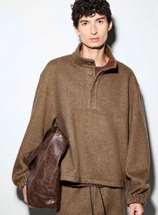 Le 31 Mens Buttoned mock-neck sweater