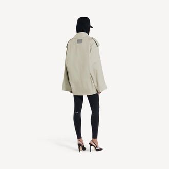 Balenciaga Double-Breasted Cotton Blend Trench Coat - Beige