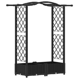 vidaXL Cama Elevada Con Trellis Y Techo Negro 124 X 40 X 125 Cm Pp Vidaxl