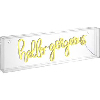 Jonathan Y Designs Hello Contemporary Glam Acrylic Box USB Operated LED Neon Light in Yellow at Nordstrom