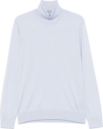 Ermenegildo Zegna Cashmere-Zijde Coltrui - Heren - Coltruien - Blauw - L - Truien & Vesten