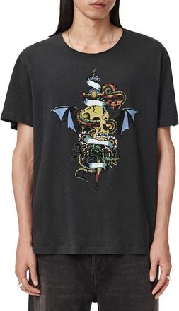 AllSaints Sabre Cotton Graphic T-Shirt in Washed Black at Nordstrom, Size Xx-Large