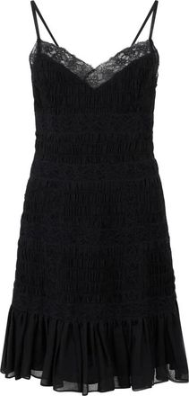 Valentino Garavani Zwarte Kanten Korte Jurk Elegante Stijl - Dames - Korte kleedjes - Zwart - 2XS - Kleedjes