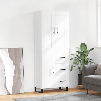 vidaXL Furniture Limited - Aparador Alto Madera Contrachapada Blanco