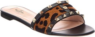 Valentino Rockstud Haircalf & Leather Sandal