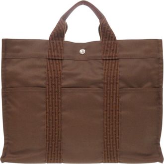 Herm&egrave;s Brown Canvas Tote Bag (Pre-Owned)