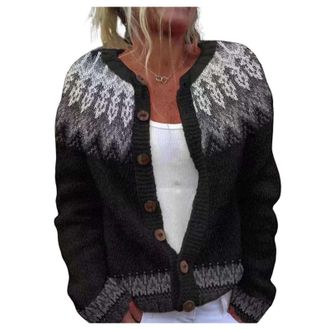 Generic Fairisle Cardigans for Women UK Christmas Tree Jumpers Cozy Nordic Sweater Norwegian Long Sleeve Open Front Knitwear V Neck Holiday Cardigan Autumn Wi