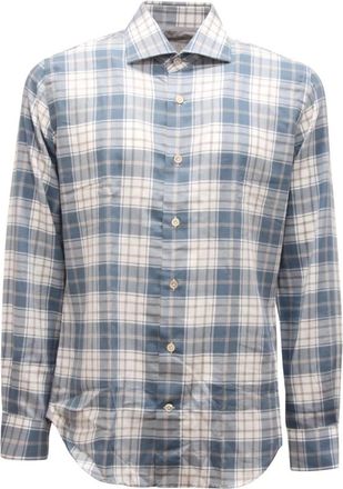 Eleventy Premium Italiaans Overhemd - Heren - Casual Overhemden - Blauw - XL - Katoen - Overhemden