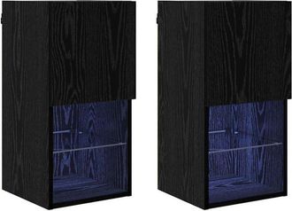 vidaXL Gabinetes Para Tv Montados En La Pared 2 Pcs Roble Negro Vidaxl