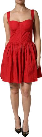 Dolce & Gabbana Red Cotton A-Line Sleeveless Mini Womens Dress (Pre-Owned)