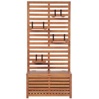 Beliani Beliani - Banco De Pared Con Almacenamiento Madera De Acacia Estantes Arc&oacute;n 170 X 80 Cm Jard&iacute;n Balc&oacute;n Exterior Matino