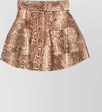 Zimmermann midi skirt with animal print and belt