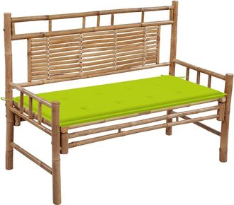 vidaXL Banco De Jard&iacute;n Con Coj&iacute;n Bamb&uacute; 120 Cm Vidaxl