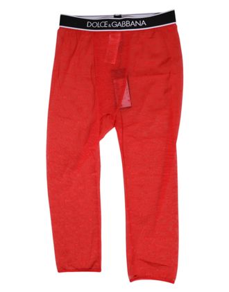Dolce & Gabbana Red Logo Lace Tight Midi Trousers Womens Underwear