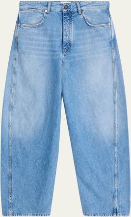 Givenchy Mens Stone-Washed Barrel-Leg Jeans