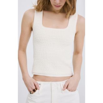Mango Croc Embossed Knit Tank in Ecru at Nordstrom, Size Medium