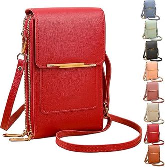 Generic 2026 New Anti-Theft Leather Bag for Women, Womens Touch Screen Mobile Phone Messenger Bag, Fashion Key Change Bag (Red)