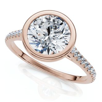 Pompeii3 Certified 1 1/2ct Diamond Bezel With Accent Engagement Ring 14k Gold Lab Grown
