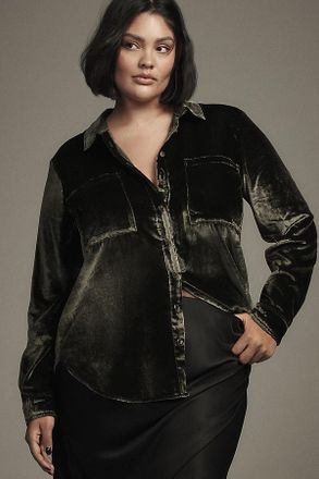 Pilcro The Hadley Velvet Relaxed Buttondown Shirt by Pilcro