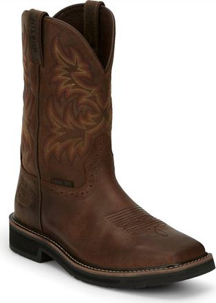 Justin Boots Mens Driller Waterproof Steel Toe Boots In Brown
