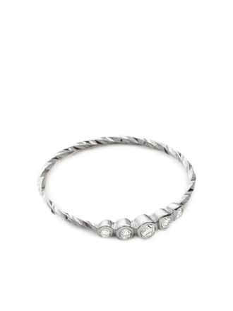 Maria Black 14kt gerecycled witgouden Ally ring met diamant - Zilver