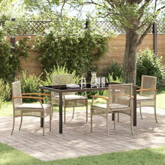 vidaXL Vidaxl - Conjunto De Comedor De Jard&iacute;n 5 Pcs Beige Rat&aacute;n Sint&eacute;tico
