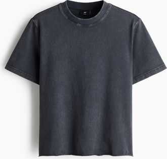 H&M Ausgewaschenes T-Shirt in Regular Fit - Dunkelgrau