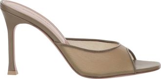 Amina Muaddi Heeled Mules, female, Beige, Size: 6 1/2 US Alexa Mesh Slipper 95