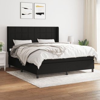 vidaXL Vidaxl - Cama Box Spring Con Colch&oacute;n Tela Negro 180x200 Cm