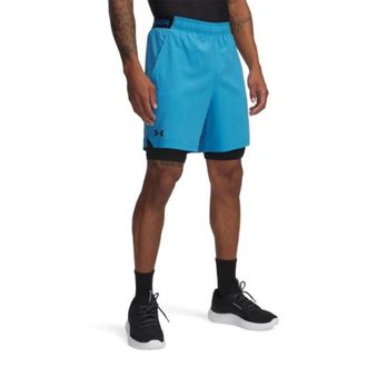 Under Armour Vanish 2-in-1 Shorts Mens Blue Woven 4-Way Stretch Activewear JAX51