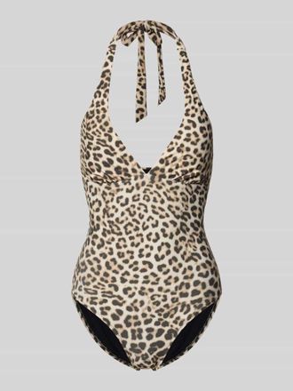 Jake*s Casual Neckholder-Badeanzug im Allover-Look in Schlamm, Gr&ouml;&szlig;e XS