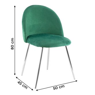 Grundig Silla De Sal&oacute;n Shelby 50x45x80h Cm Sill&oacute;n Vintage Terciopelo Y Pies Plata Color: Verde