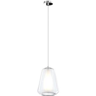 Top-Light Sospensione Contemporanea Double Skin Gamma Metallo Cromo Vetro Trasp 1 Luce E27