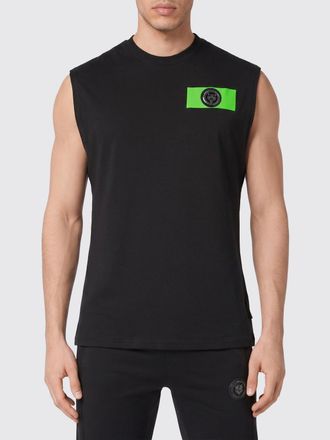 Plein Sport Canotta slim fit in cotone con logo Hexagon sul petto