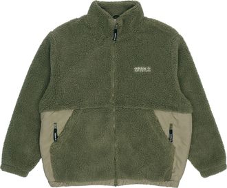 adidas Mens adidas originals Adv Sherpa Outdoor logo Sports Splicing Stand Collar Jacket Green HC0365