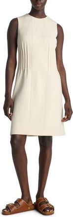 St. John Corset Waist Sleeveless Stretch Crepe Shift Dress in Ecru at Nordstrom, Size 8