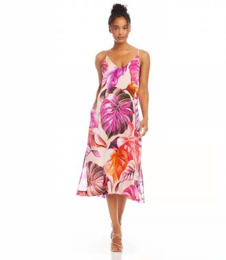 Karen Kane Patrice Side Slit Midi Dress In Multi Print